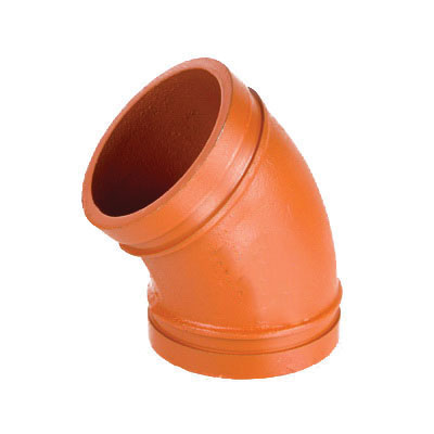 Smith-Cooper® Cooplok™ Orange Painted Ductile Iron 45 deg Standard Radius Elbow, Grooved, Import